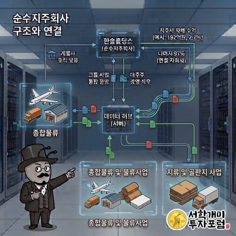 한솔홀딩스가 물류·지류 유통·전자부품·골판지 네 자회사를 거느린 지주회사 구조