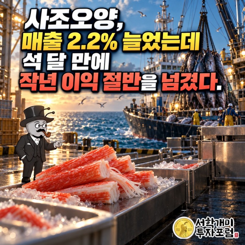 사조오양 커버, 게맛살과 인도양을 오가는 참치잡이 배가 함께 놓인 장면