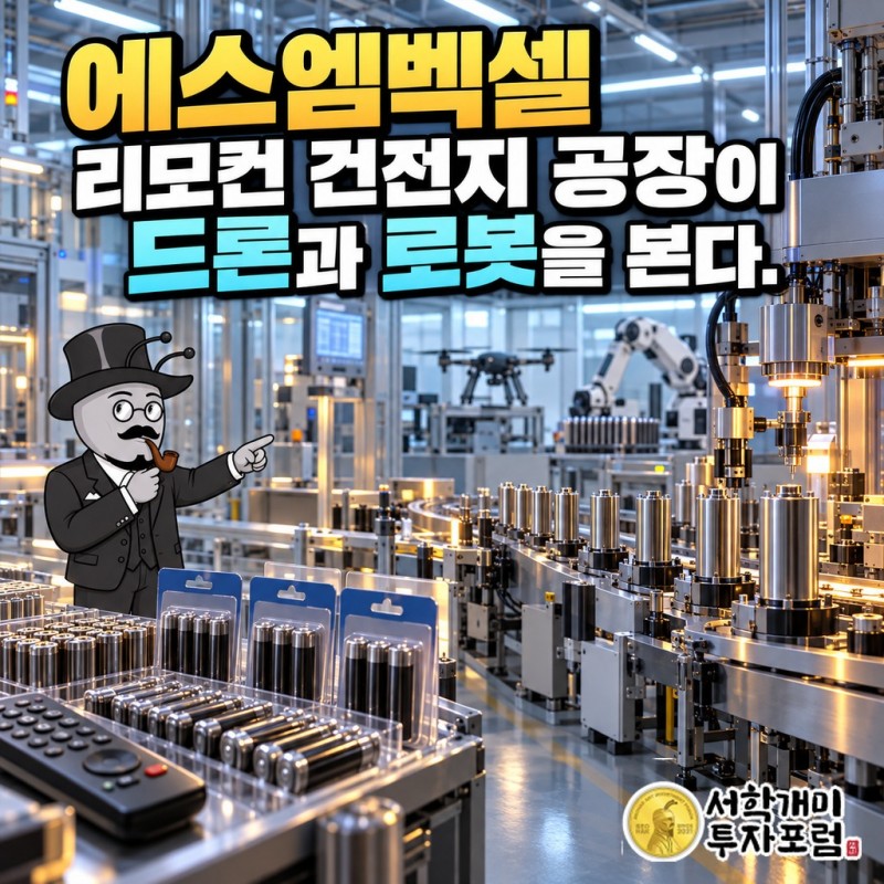 마트 건전지와 유도무기용 특수 전지가 한 공장에서 나오는 모습을 보여 주는 에스엠벡셀 커버