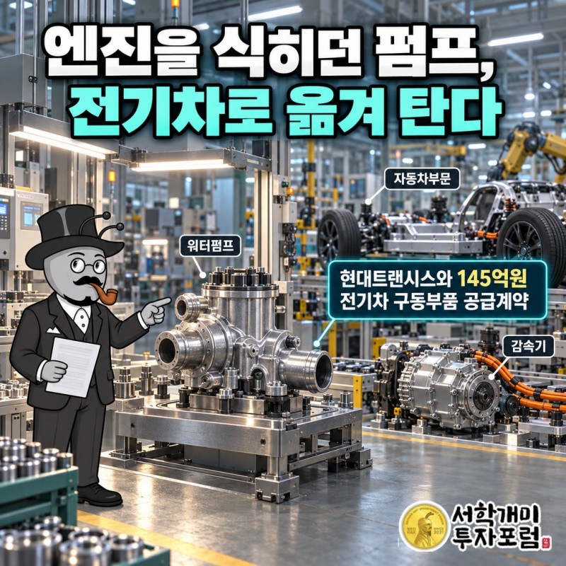 워터펌프 105억원 중심의 자동차부문과 현대트랜시스 145억원 전기차 감속기 부품 계약