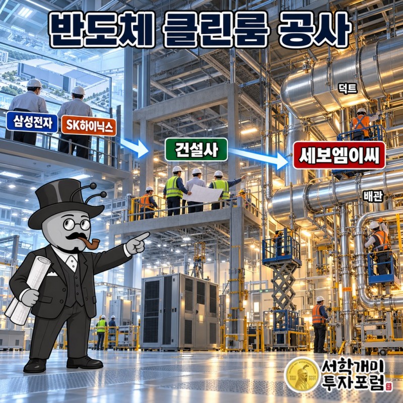 삼성전자·SK하이닉스 공장 공사를 건설사가 맡고 세보엠이씨가 배관을 시공하는 돈의 흐름