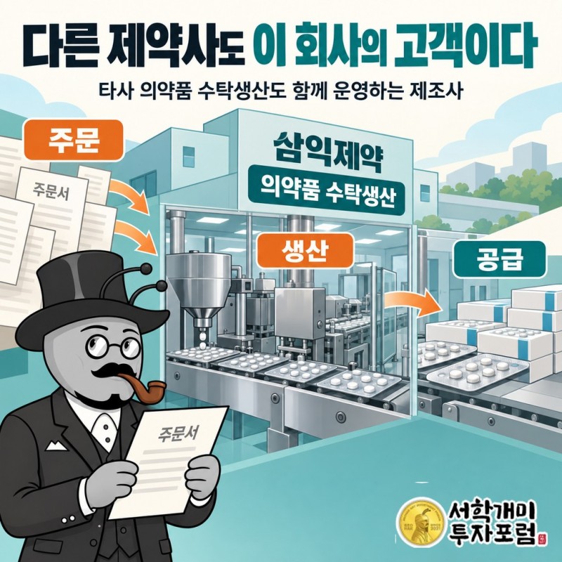 다른 제약사가 맡긴 의약품을 삼익제약이 대신 만드는 수탁생산 구조