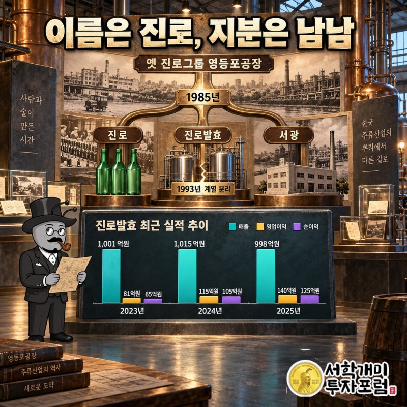 옛 진로그룹에서 소주·주정·서광으로 갈라진 뒤 1993년 계열 분리된 진로발효의 뿌리