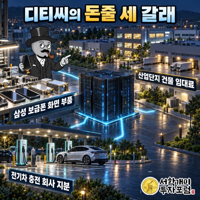 디티씨의 돈줄 세 갈래: 삼성 보급폰 LCD모듈 납품, 산업단지 건물 임대료, 전기차 충전 회사 지분