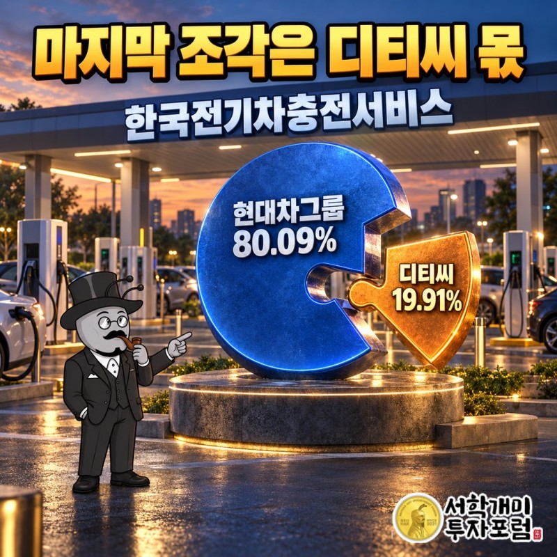 한국전기차충전서비스 지분 구조: 현대차그룹 80.09%, 디티씨 19.91%