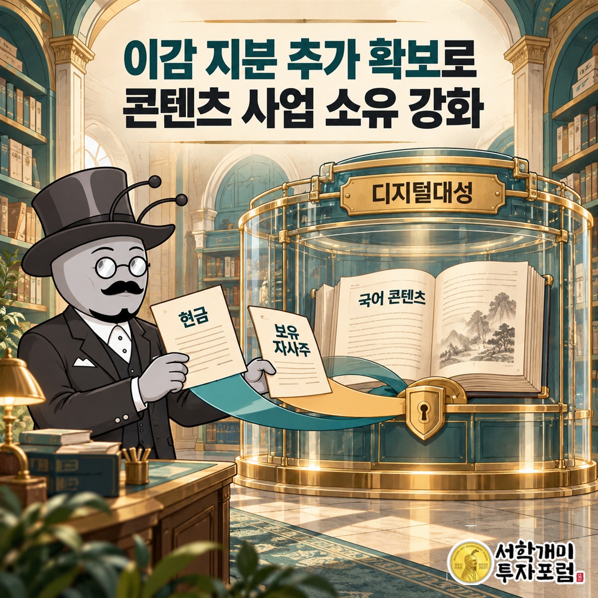 디지털대성이 이감 지분을 추가 확보하고 현금과 보유 자사주로 대금을 지급하는 거래 구조