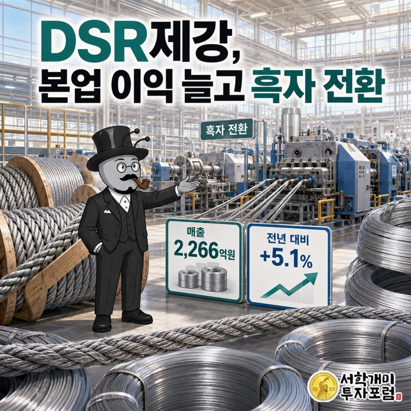 DSR제강의 철강 제품 생산 현장에 매출 확대, 영업이익 증가, 순이익 흑자 전환을 함께 담은 장면