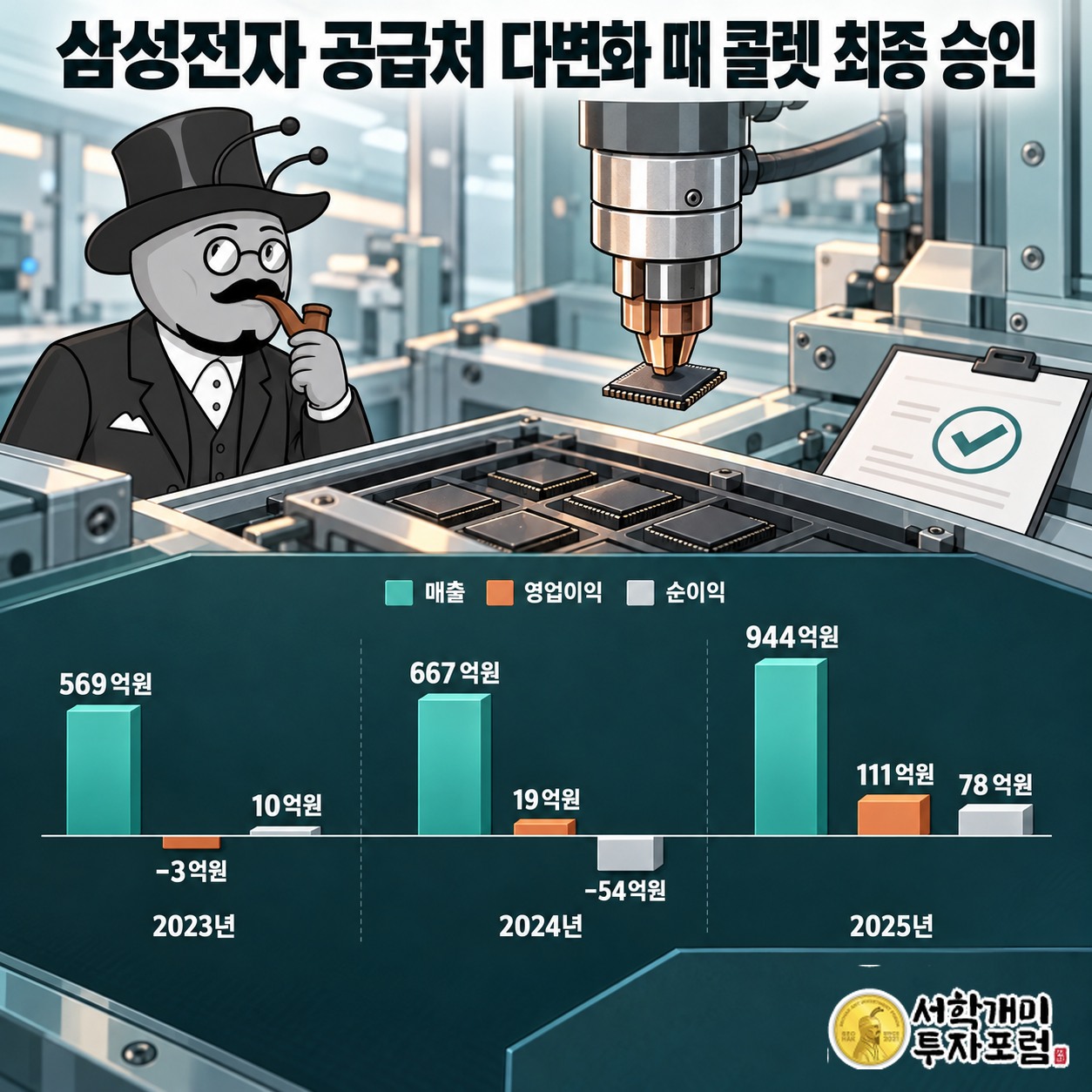 삼성전자의 공급처 다변화 과정에서 승인받은 칩 이송용 마그네틱 콜렛