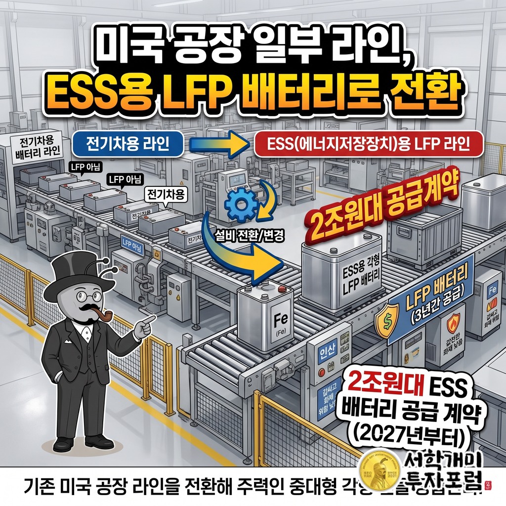 삼성SDI·스텔란티스 미국 합작 공장 라인 일부가 전기차용에서 ESS용 LFP 배터리 라인으로 바뀌는 모습