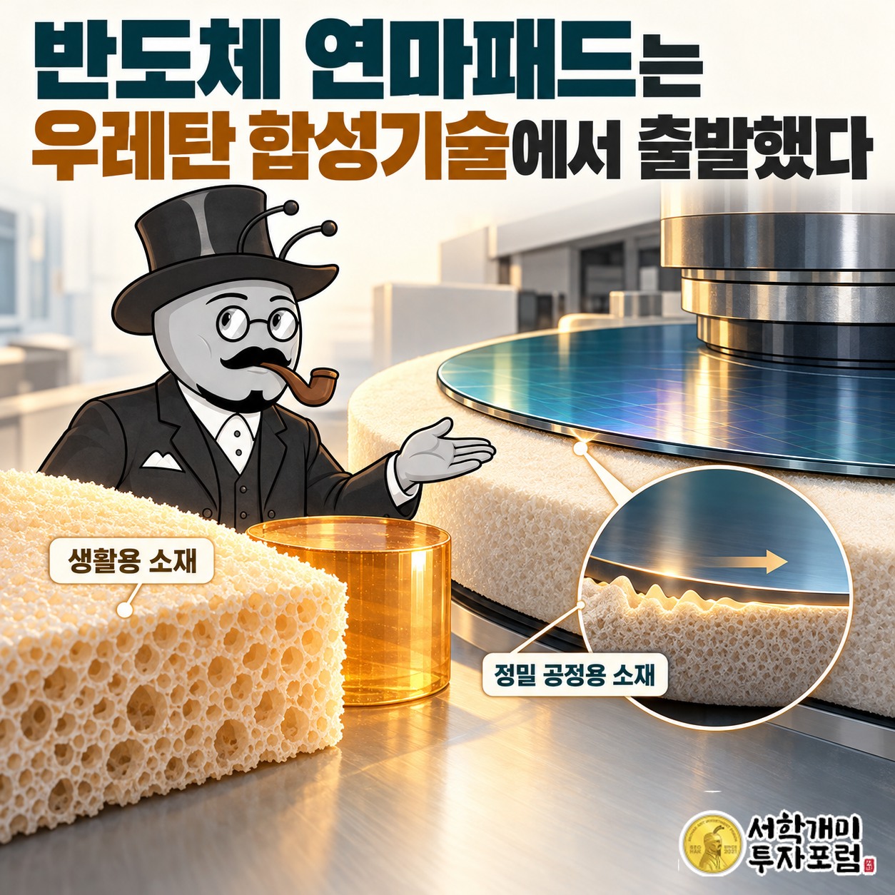 우레탄 합성기술에서 시작해 반도체 표면 연마용 패드로 넓어진 소재 개발