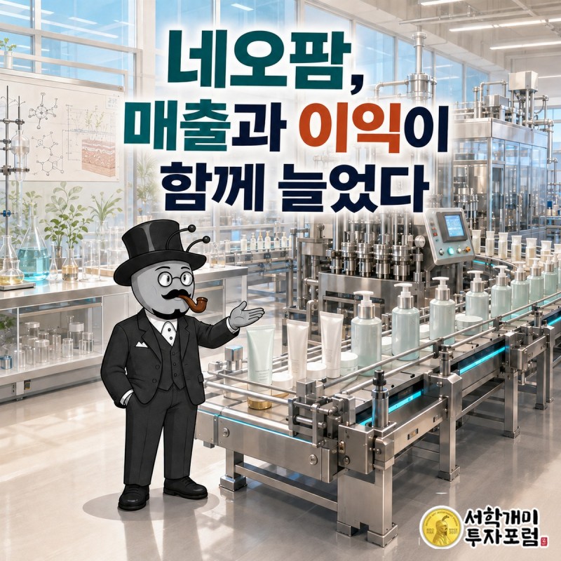 네오팜의 화장품 판매가 매출 증가와 이익 확대로 이어지는 흐름을 보여 주는 커버 장면