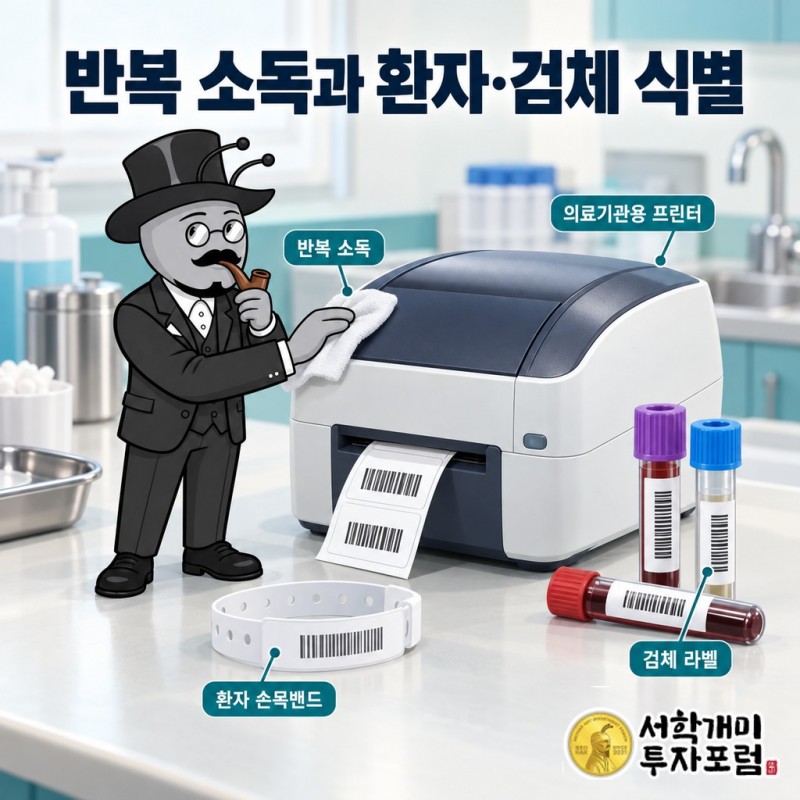 반복 소독 환경을 겨냥한 의료기관용 프린터와 환자 손목밴드·검체 라벨의 용도