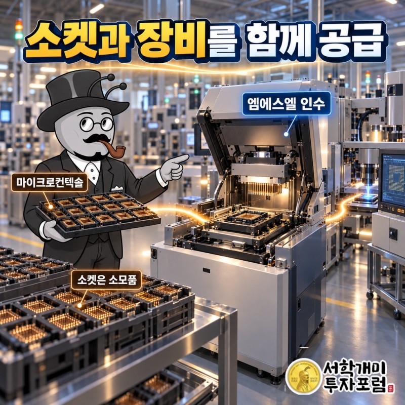 소켓 회사가 검사장비 회사 엠에스엘을 인수해 소켓과 장비를 함께 공급하는 흐름