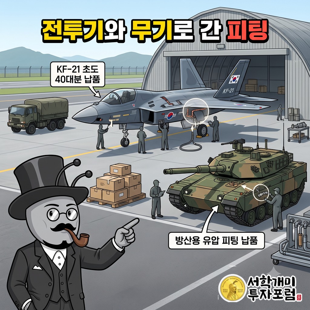 KF-21 전투기 초도 40대분과 현대로템 방산 장비에 디케이락 유압 피팅이 납품되는 모습