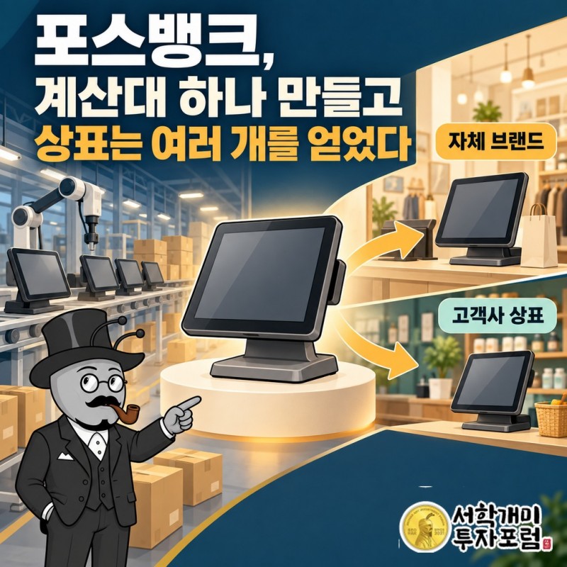 포스뱅크가 자체 브랜드와 고객사 상표로 공급하는 계산대 컴퓨터의 판매 구조