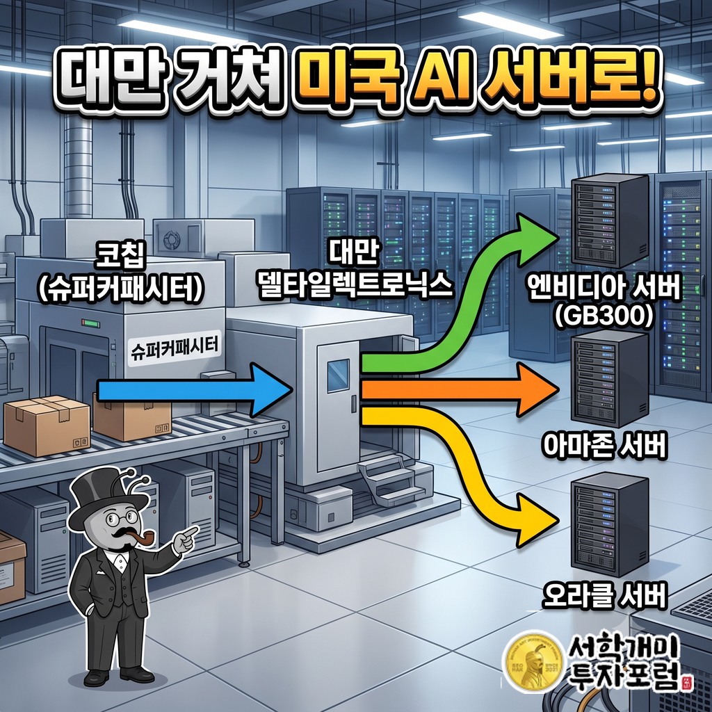 코칩 슈퍼커패시터가 대만 델타일렉트로닉스를 거쳐 엔비디아·아마존·오라클 서버로 가는 경로