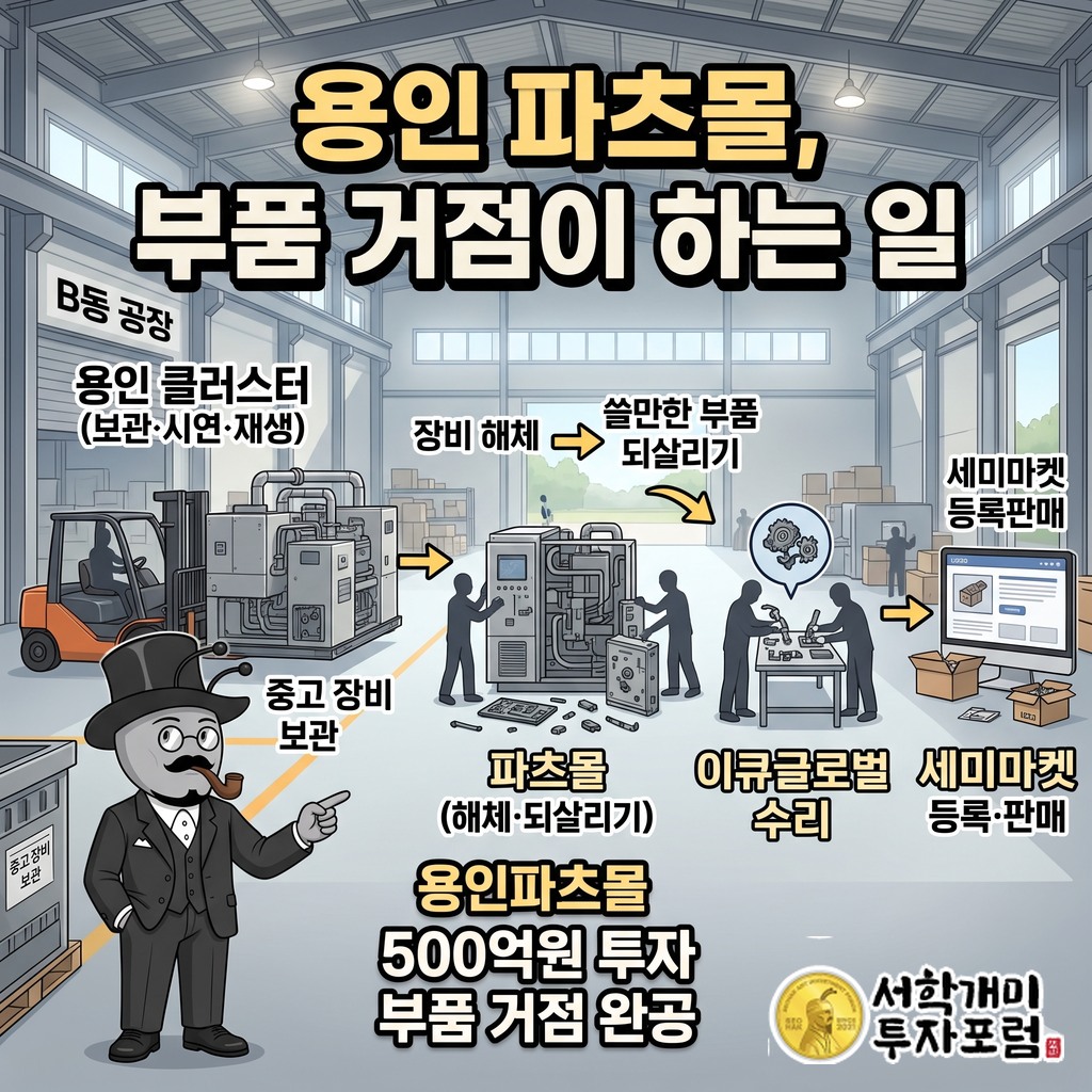 용인 파츠몰에서 중고 장비를 해체해 부품으로 되살려 장터로 내보내는 과정