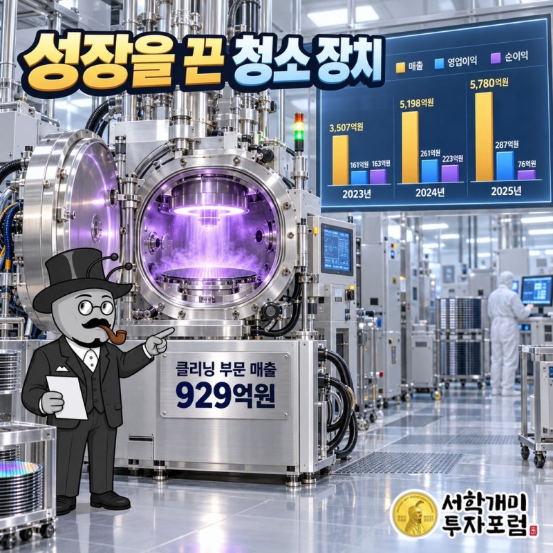 칩 공장 챔버를 청소하는 RPS가 클리닝 부문 매출 929억원으로 성장을 이끈 모습