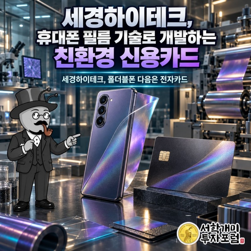 스마트폰 필름과 전자카드가 나란히 놓인 모습 위로 