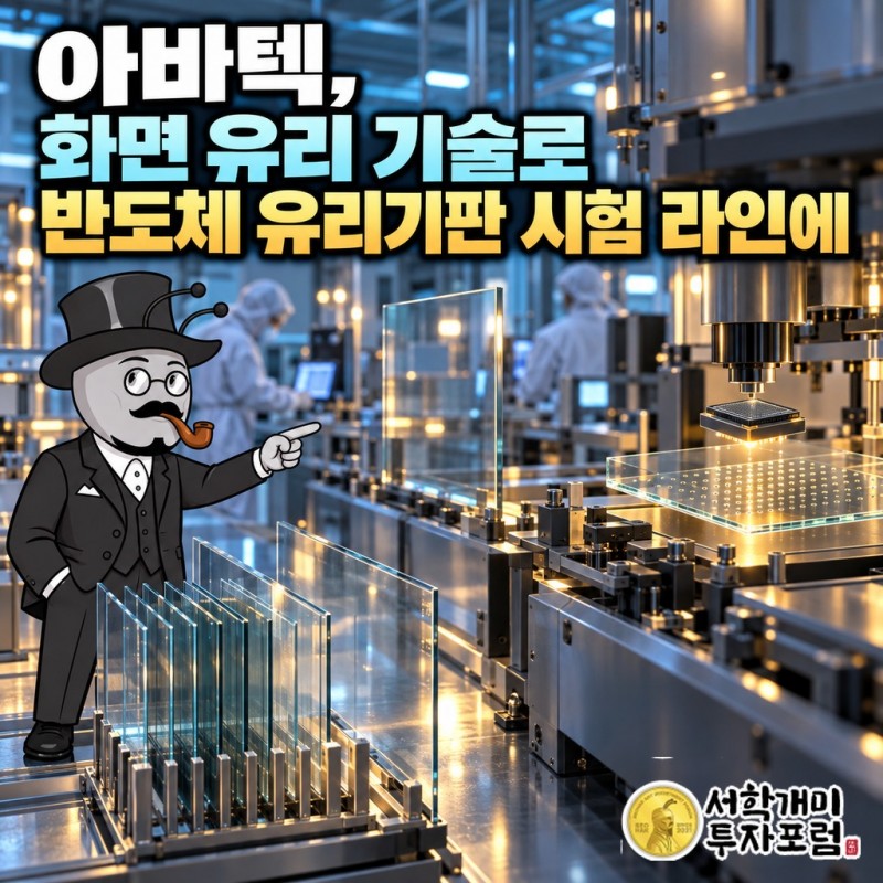아바텍의 화면 유리 가공 기술이 반도체 유리기판 시험 라인으로 이어지는 모습을 담은 커버