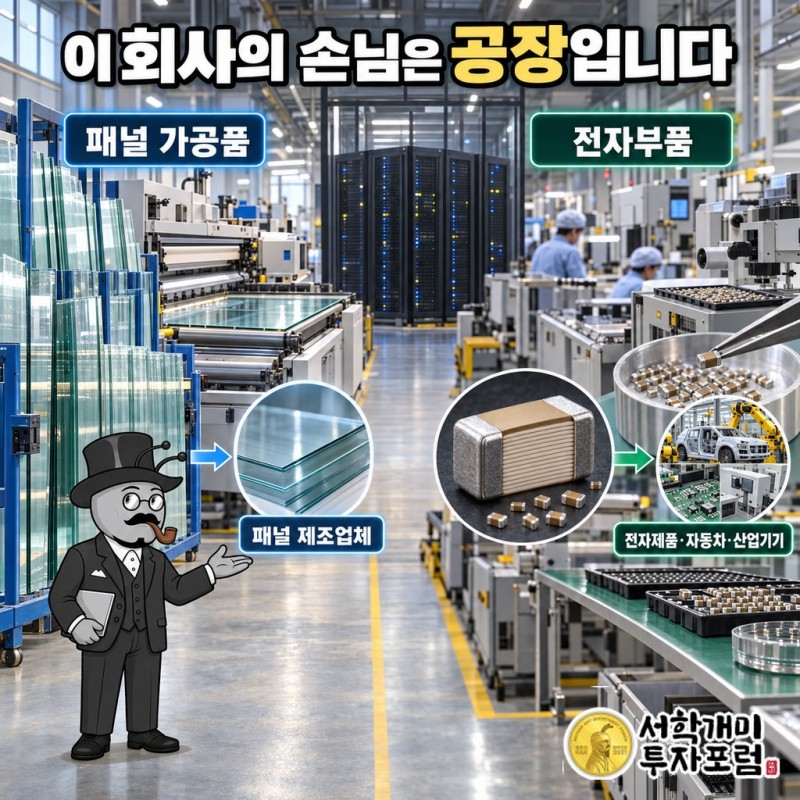 아바텍이 패널 제조업체에 유리 가공품을, 전자제품·자동차·산업기기 업체에 MLCC를 공급하는 두 갈래 매출 구조
