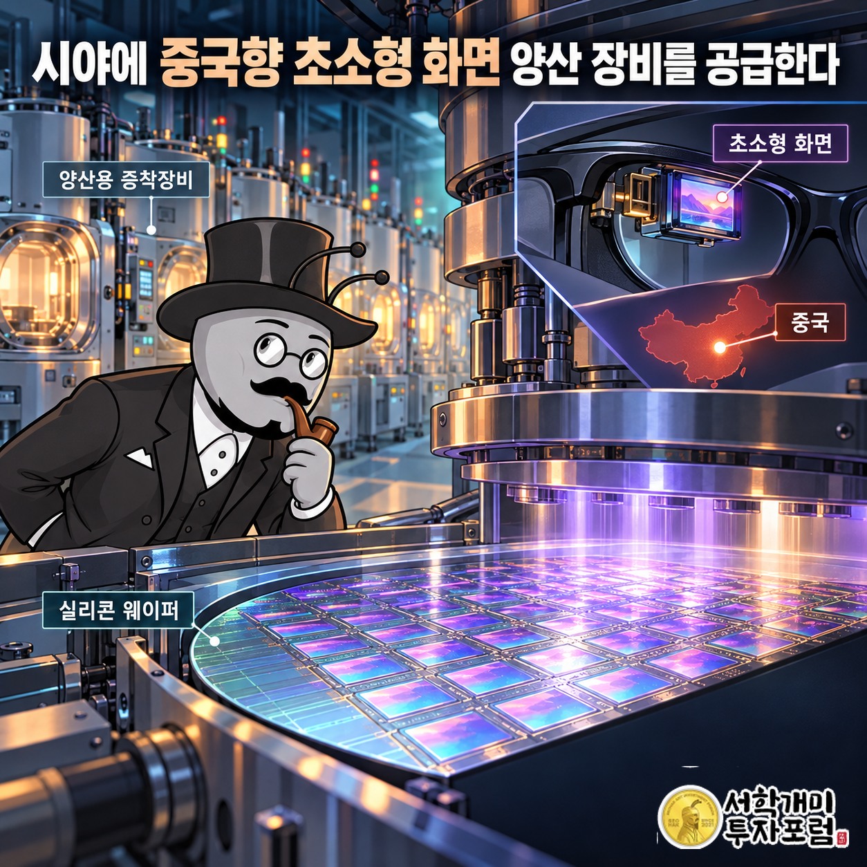 실리콘 웨이퍼 위에 초소형 OLED를 만드는 장비와 SeeYA의 양산용 장비 주문