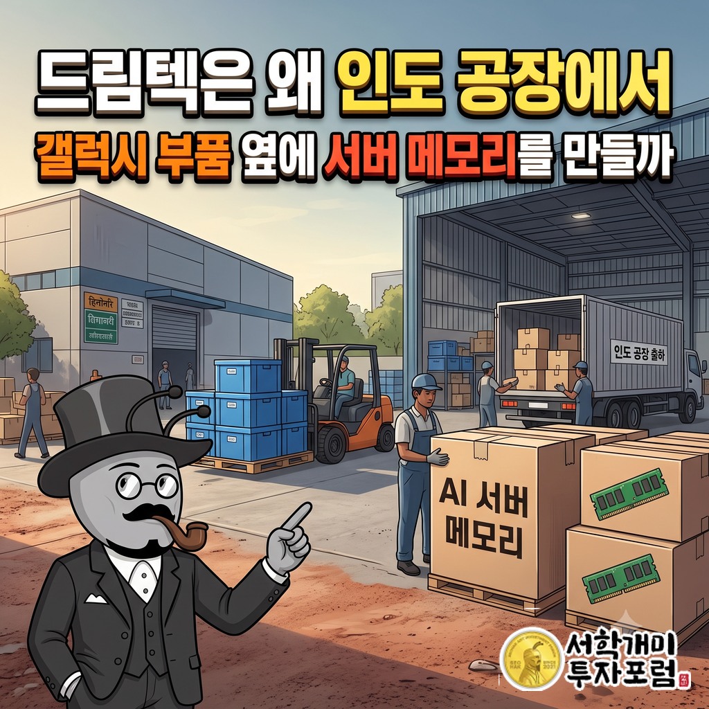 드림텍이 인도 공장에서 AI 서버용 메모리 모듈을 내보내는 모습을 표현한 커버