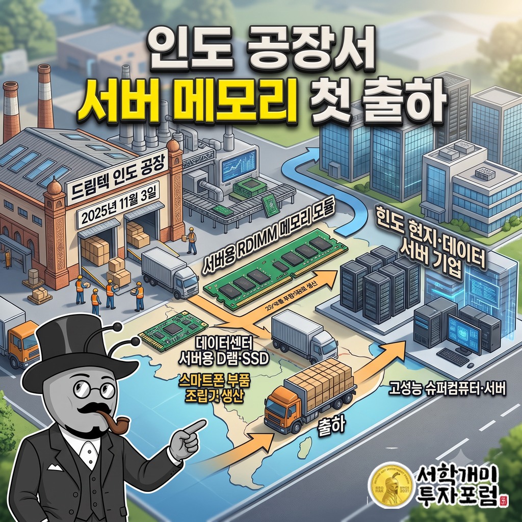 드림텍 인도 공장에서 출하된 서버용 RDIMM 메모리 모듈이 현지 AI·데이터 서버 기업으로 가는 흐름