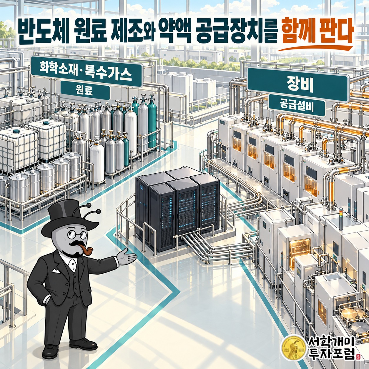 반도체 고객에게 화학소재를 판매하고 공급실과 배관을 설계·제작하는 두 사업