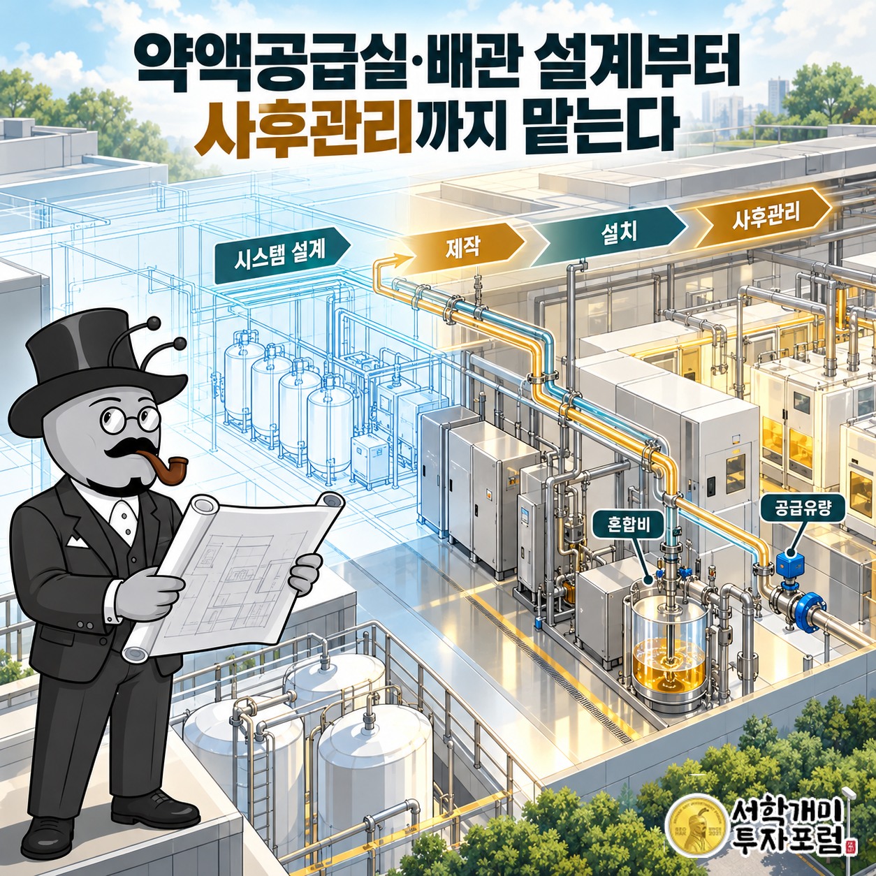 시스템과 약액공급실·배관 설계에서 제작·설치·사후관리로 이어지는 업무