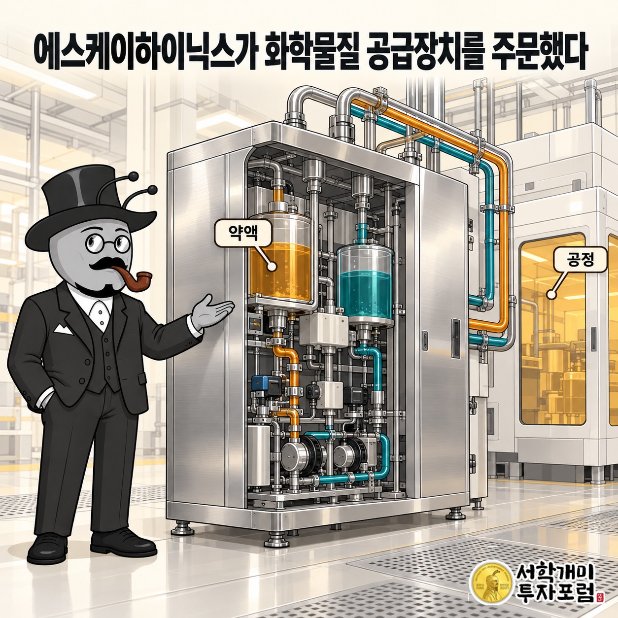 SK하이닉스가 주문한 화학물질 공급장치와 공정으로 약액을 보내는 기능