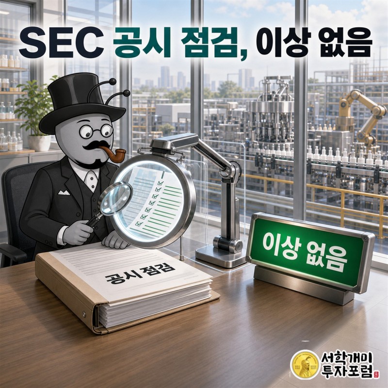 펌텍코리아 전자공시에서 실적 근거와 별도 경고 유무를 차분히 확인하는 장면