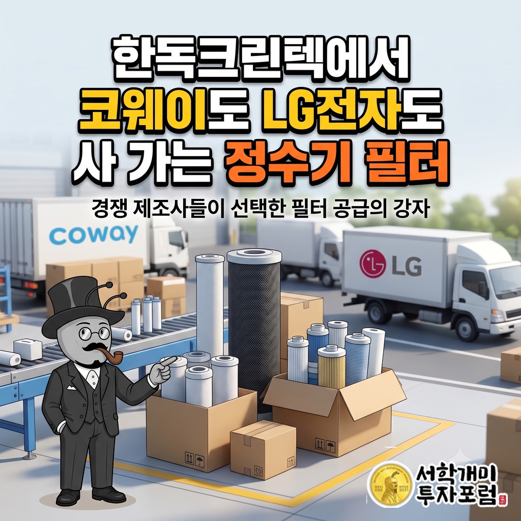 한독크린텍 정수기 필터를 코웨이와 LG전자 등 여러 제조사가 구매하는 공급 관계