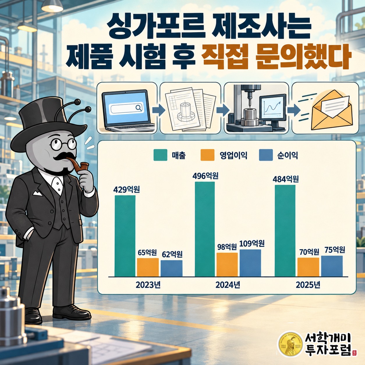 검색과 기술 자료 검토 및 체험 테스트를 거쳐 싱가포르 제조사가 직접 문의한 과정