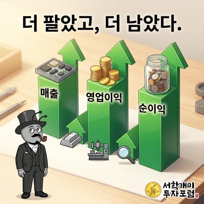 판매 확대와 본업 이익 개선을 함께 보여 주는 액트로 실적 비교