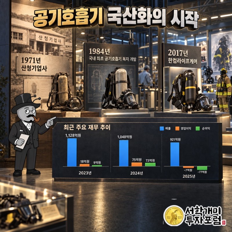 1971년 산청기업사에서 1984년 공기호흡기 국산화, 2017년 한컴라이프케어로 이어진 연혁