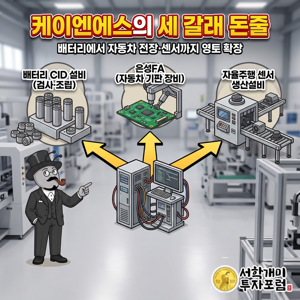케이엔에스의 세 갈래 돈줄: 배터리 CID 설비, 자회사 은성FA의 자동차 기판 장비, 자율주행 센서 생산설비