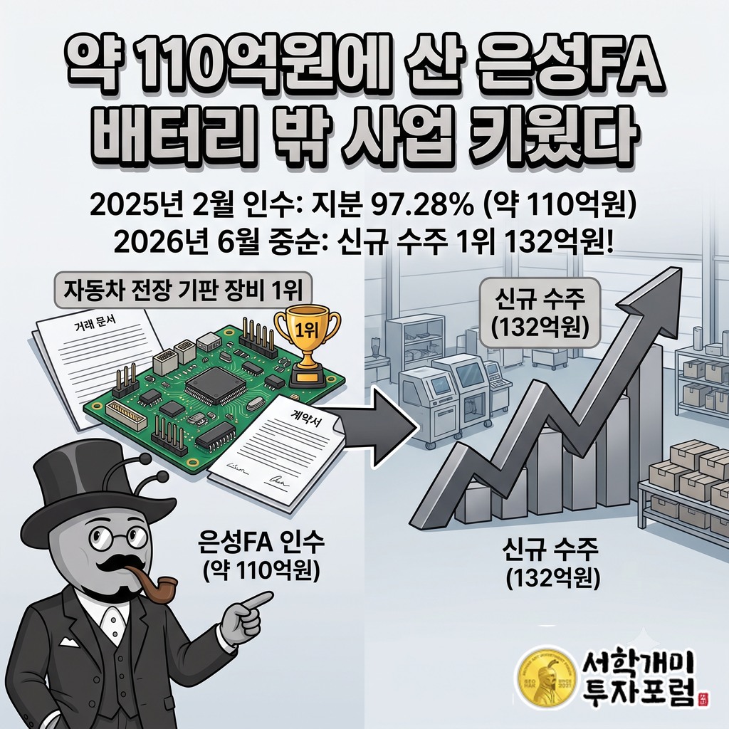 약 110억원에 인수한 은성FA가 올해 132억원 수주를 따내며 배터리 밖 사업을 키운 흐름