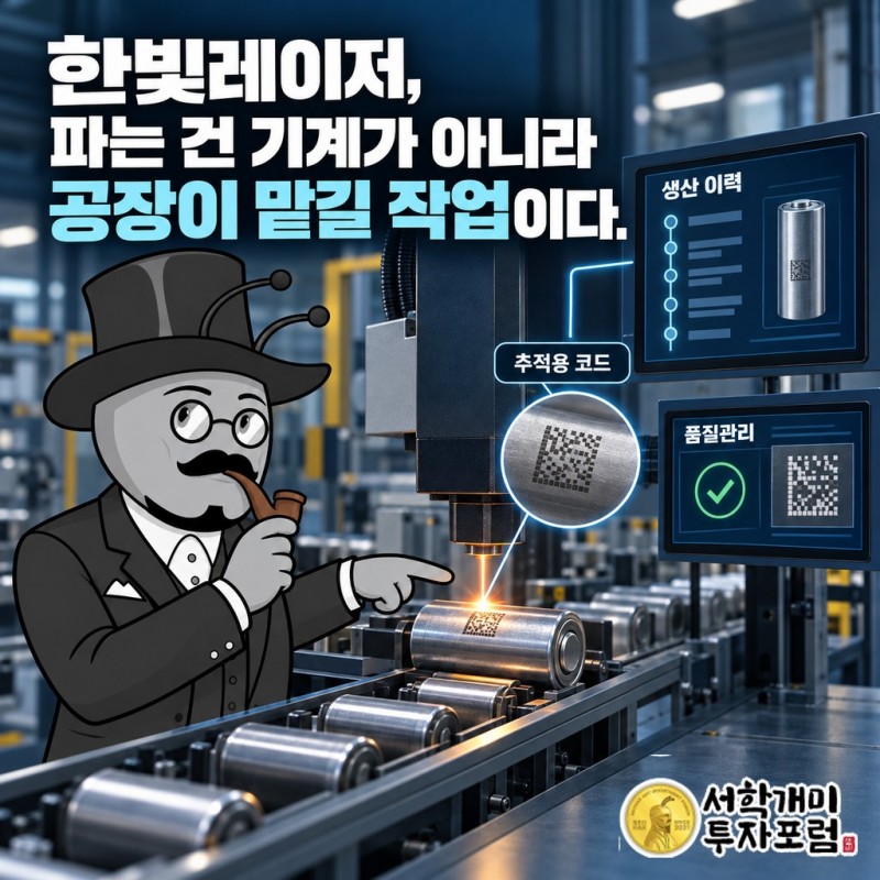 한빛레이저의 배터리 코드 각인과 생산 이력 추적의 관계를 보여 주는 표지