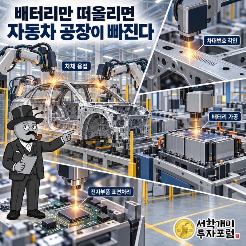 자동차 차체 용접과 차대번호 각인, 배터리 가공, 전자부품 표면처리로 이어지는 장비의 쓰임