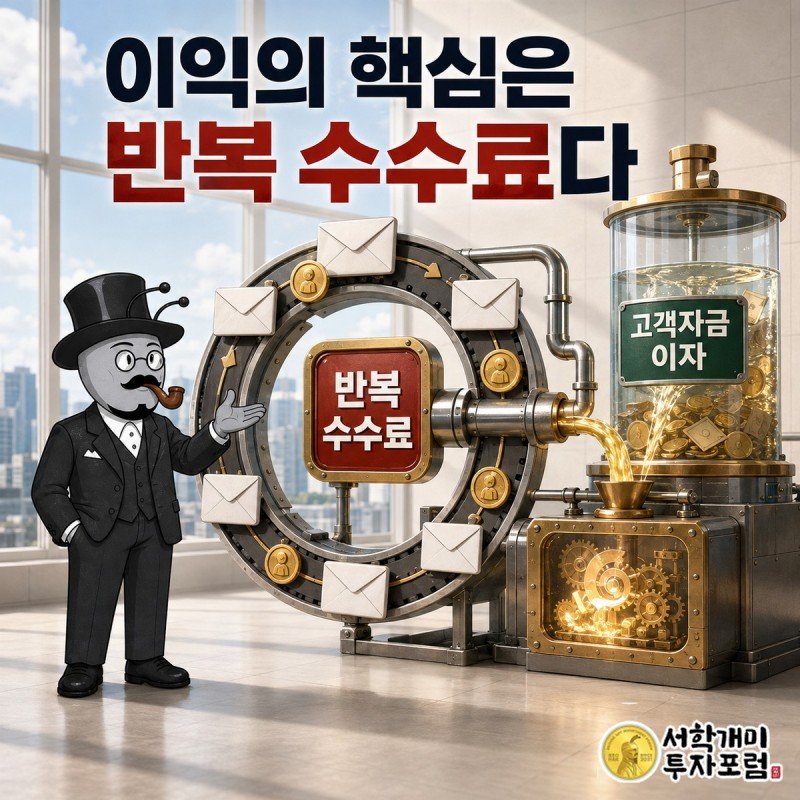 기업의 급여 업무가 정해진 주기로 반복되며 ADP의 매출로 이어지는 핵심 구조 일러스트