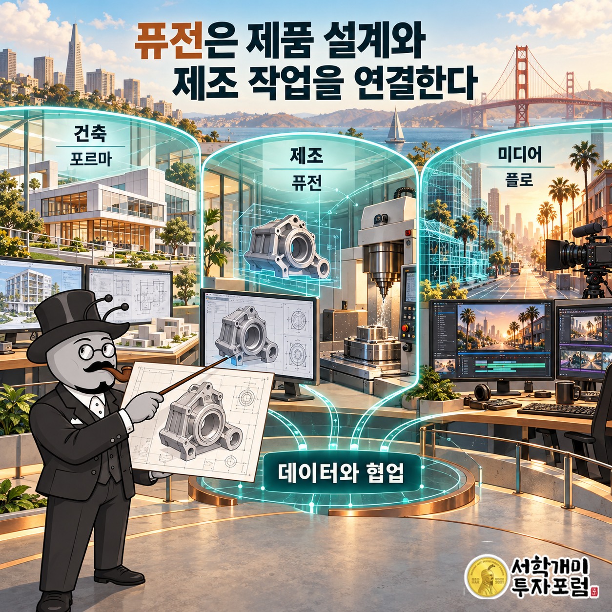 건축 Forma·제조 Fusion·미디어 Flow가 각 산업의 데이터와 협업을 연결하는 구조