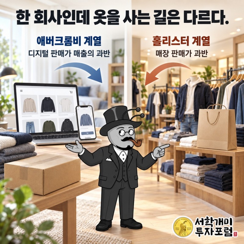 애버크롬비 계열은 온라인 판매, 홀리스터 계열은 매장 판매가 매출의 과반인 차이