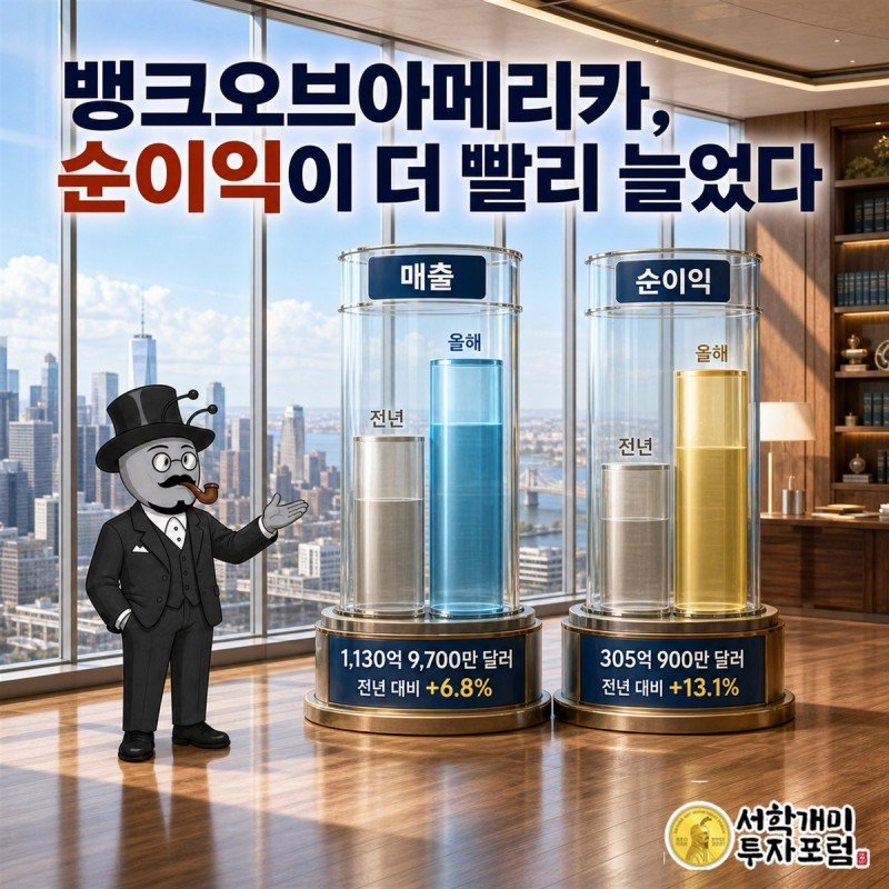 매출과 순이익, 순이자이익과 비이자수익의 전년 비교
