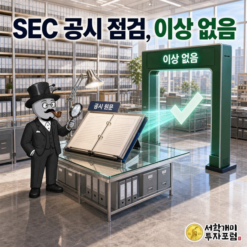SEC 공시에서 즉시 걸러야 할 위험 항목이 없음을 확인하는 장면