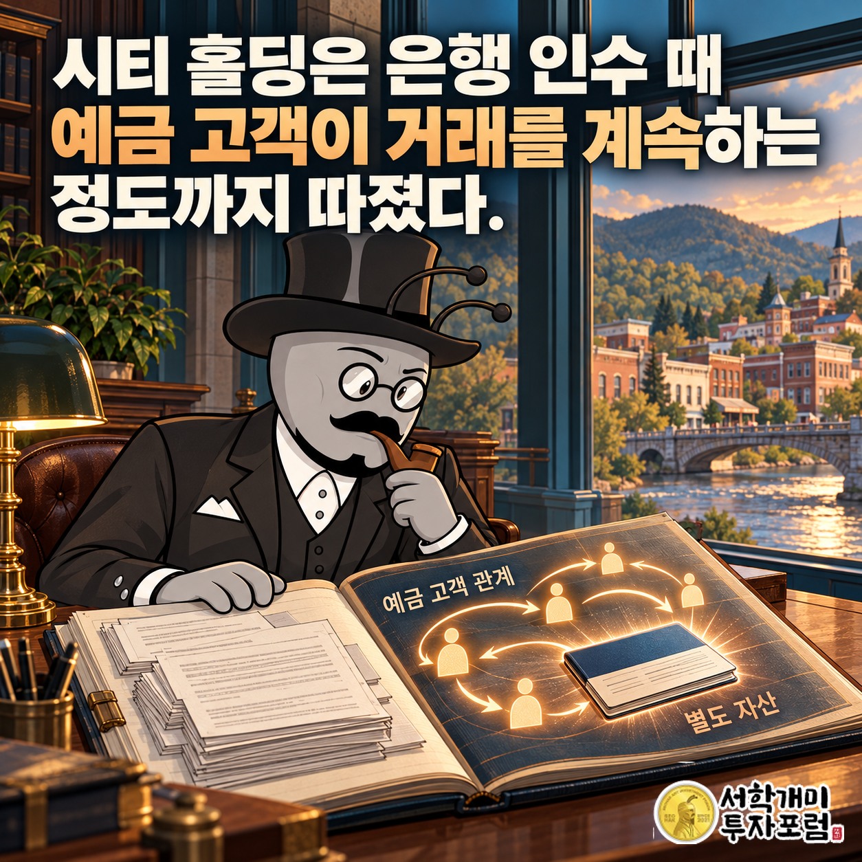 시티 홀딩이 은행 인수 때 예금 고객과의 관계를 별도 자산으로 평가한 내용을 보여 주는 커버