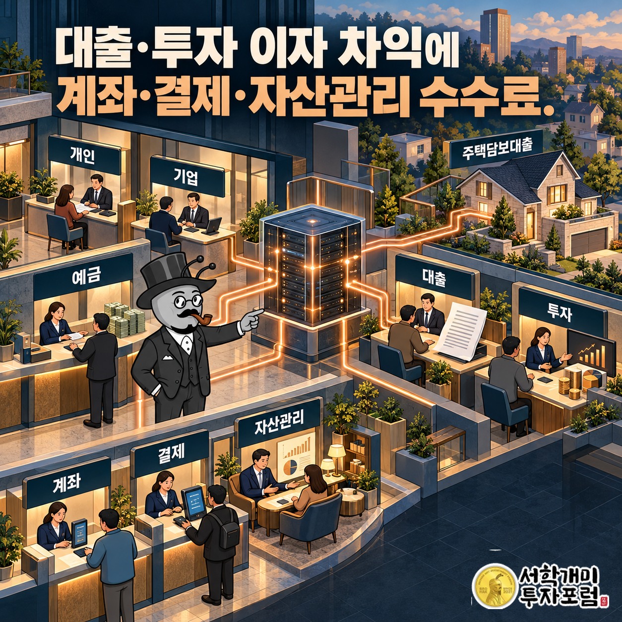 개인·기업의 예금이 대출과 투자로 이어지고 계좌·결제·자산관리에서도 수수료를 받는 시티 홀딩의 사업 구조