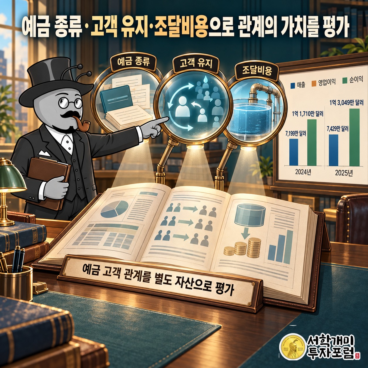 Citizens 인수 때 예금 종류와 고객 유지, 조달비용으로 고객 관계의 가치를 평가한 과정