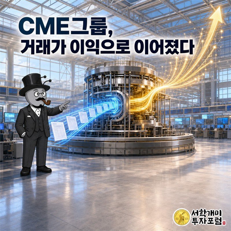 거래 화면과 청산 절차가 이어지는 시장에서 계약의 흐름이 CME그룹의 매출과 두 이익 항목 증가로 연결되는 장면