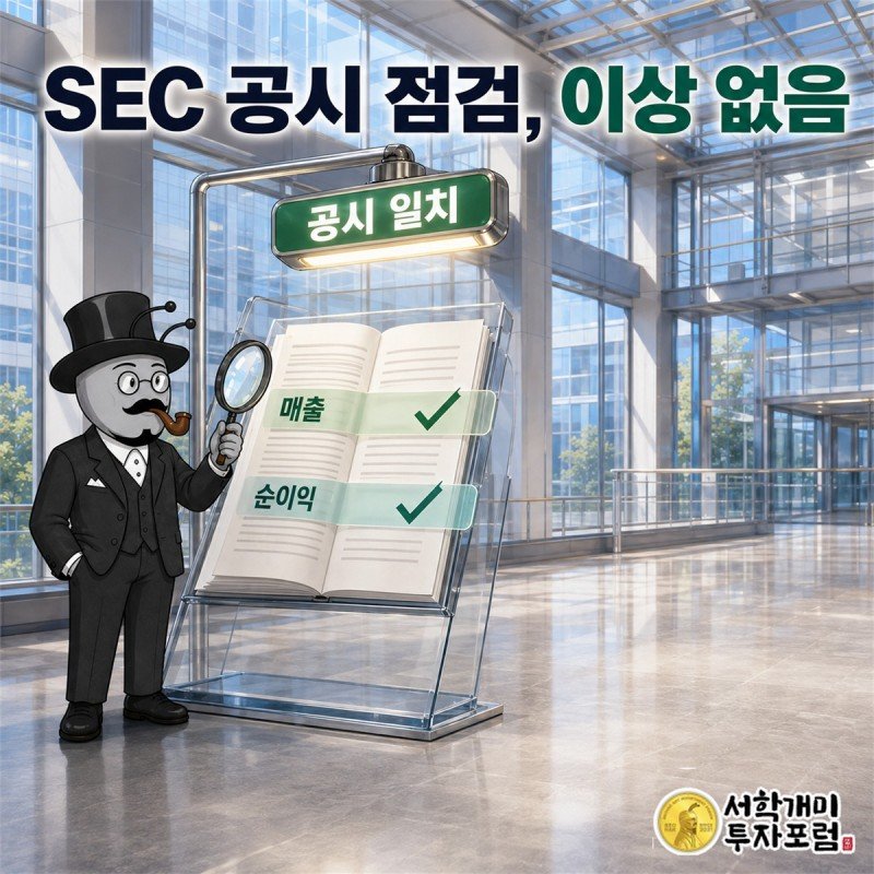 CME그룹의 SEC 공시에서 실적 세 항목과 별도 경고 유무를 차례로 살피고 서로 어긋나는 내용이 없는지 점검하는 장면